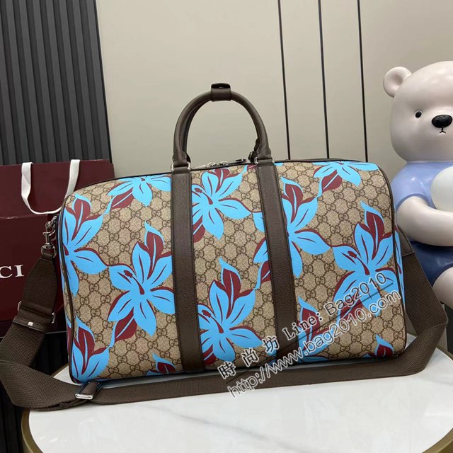 Gucci專櫃古馳2025早秋系列最新款花卉印花男女款手提旅行包旅行袋 jh2686型號：792074